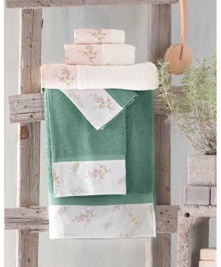 Σετ πετσέτες 3 τεμ. (ΣΕ ΣΑΚΟΥΛΑ) FERN SALMON, RYTHMOS HOME