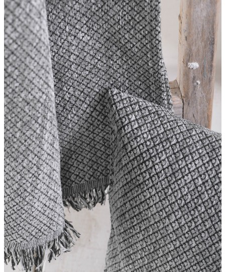 Διακοσμητική μαξιλαροθήκη (40Χ40) TEMPE ΓΚΡΙ ΜΑΥΡΟ, RYTHMOS HOME