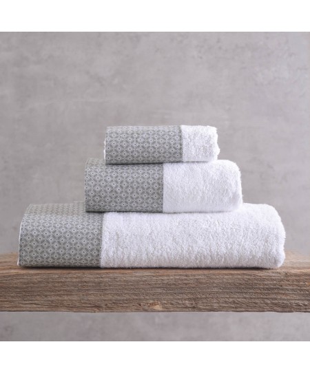 Σετ πετσέτες μπάνιου 3 τεμ. (σε σακούλα) SINCLAIR ΛΕΥΚΟ-ΓΚΡΙ, RYTHMOS HOME