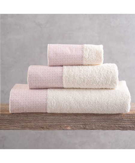 Σετ πετσέτες μπάνιου 3 τεμ. (σε κουτί) SINCLAIR ΕΚΡΟΥ-ΡΟΖ, RYTHMOS HOME