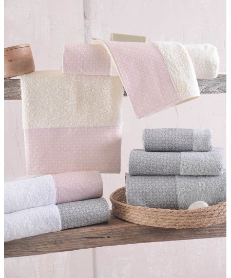 Σετ πετσέτες μπάνιου 3 τεμ. (σε κουτί) SINCLAIR ΕΚΡΟΥ-ΡΟΖ, RYTHMOS HOME
