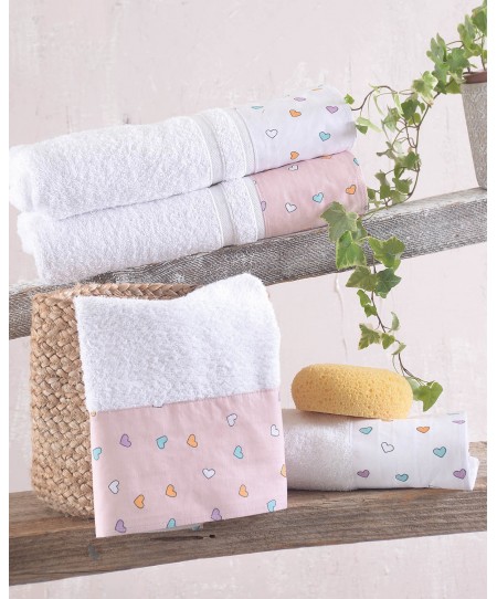 Σετ πετσέτες μπάνιου 3 τεμ. σε σακούλα TINY HEART SALMON, RYTHMOS HOME