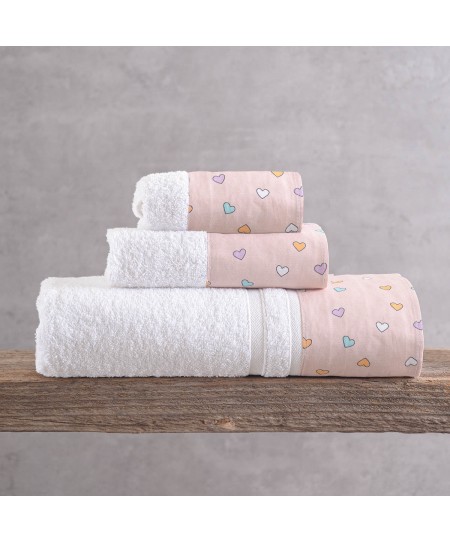 Σετ πετσέτες μπάνιου 3 τεμ. σε σακούλα TINY HEART SALMON, RYTHMOS HOME