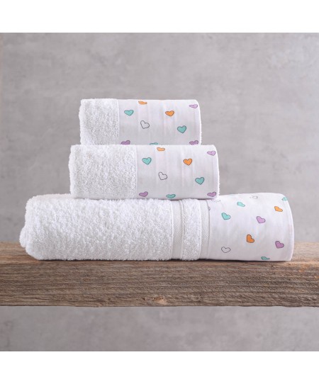 Σετ πετσέτες μπάνιου 3 τεμ. σε σακούλα TINY HEART  WHITE, RYTHMOS HOME