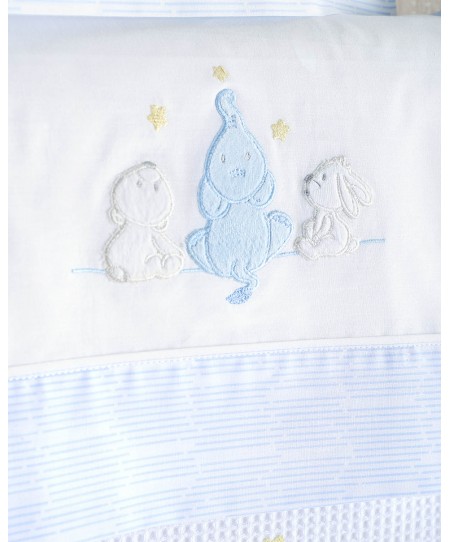 Σετ σεντόνια κούνιας φανελένια (100Χ160) ELEPHANT FRIENDS ΣΙΕΛ, RYTHMOS HOME