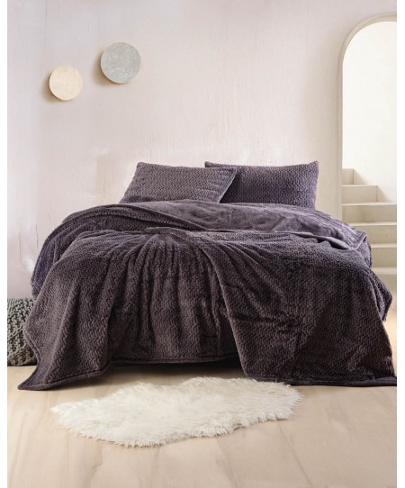 Σετ κουβέρτα γούνινη Υ/Δ 220Χ240 Bliss Grey, Rythmos Home