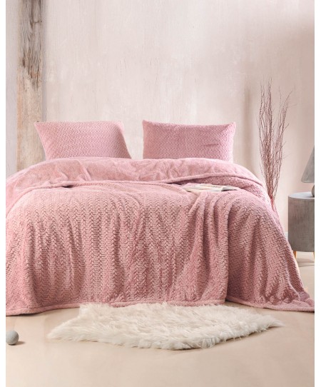 Σετ κουβέρτα γούνινη Υ/Δ 220Χ240 Bliss Pink, Rythmos Home