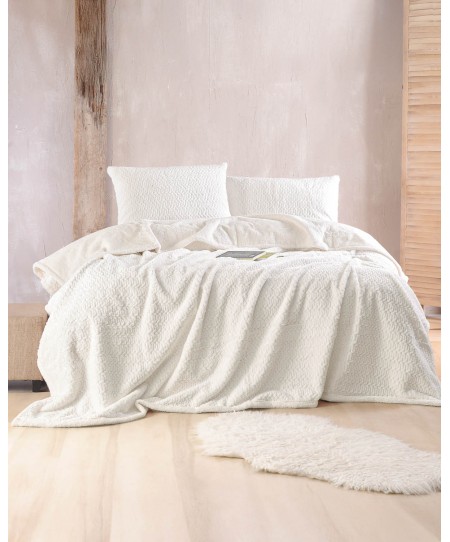Σετ κουβέρτα γούνινη Υ/Δ 220Χ240 Bliss White, Rythmos Home