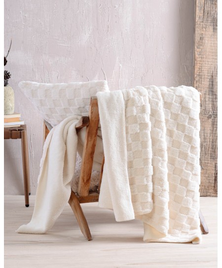 Γούνινη Κουβέρτα Καναπέ 140x170 Naya Ecru, Rythmos Home