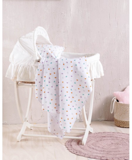 Σεντόνι λίκνου (80Χ110) TINY HEART WHITE, RYTHMOS HOME