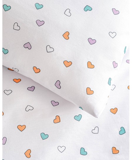 Σετ σεντόνια κούνιας (120Χ160) TINY HEART WHITE, RYTHMOS HOME