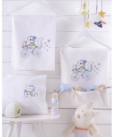 Κουβέρτα πικέ κούνιας (110Χ140) CLUNNY CIEL, RYTHMOS HOME