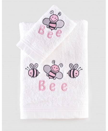 Σετ πετσέτες βρεφικές 2 τεμ. HONEY BEE PINK, RYTHMOS HOME