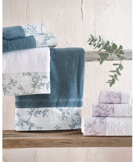 Σετ πετσέτες 3 τεμ. (ΣΕ ΣΑΚΟΥΛΑ) ODET ΛΕΥΚΟ-ΜΩΒ, RYTHMOS HOME