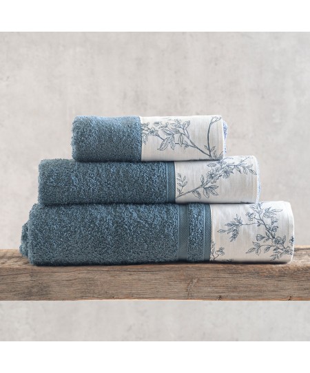 Σετ πετσέτες 3 τεμ. (ΣΕ ΣΑΚΟΥΛΑ) ODET ΝΤΕΝΙΜ-ΛΕΥΚΟ, RYTHMOS HOME