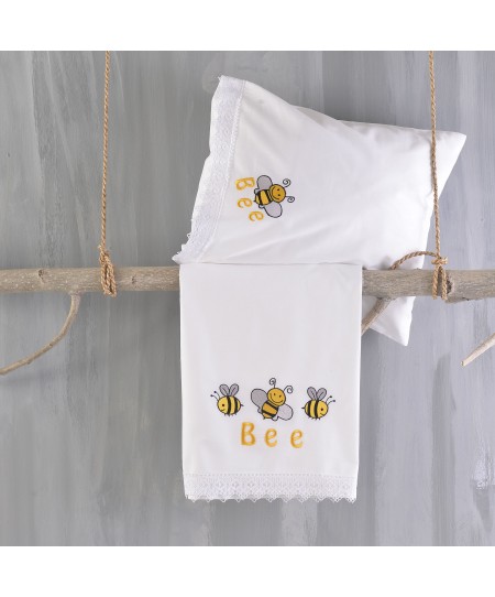 Σετ σεντόνια κούνιας (105Χ160) ΗΟΝΕΥ ΒΕΕ YELLOW, RYTHMOS HOME