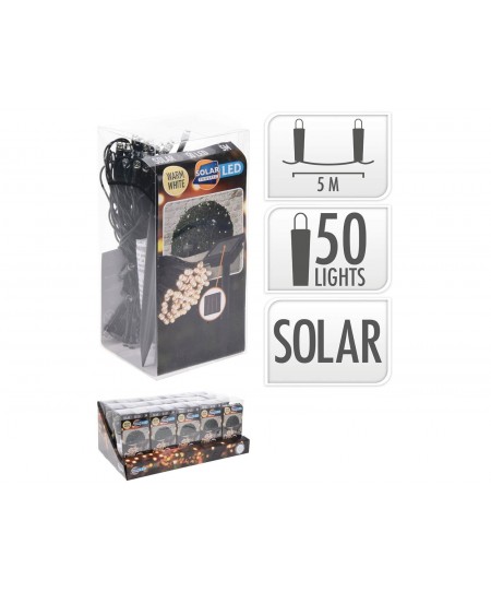 50 Ηλιακά Λαμπάκια με PVC καλώδιο - 5 μέτρα - Θερμό Λευκό