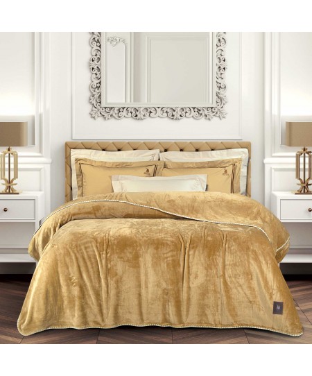 GREENWICH POLO CLUB ΚΟΥΒΕΡΤΑ FLEECE 220X240 ESSENTIAL 4441 OCHRE