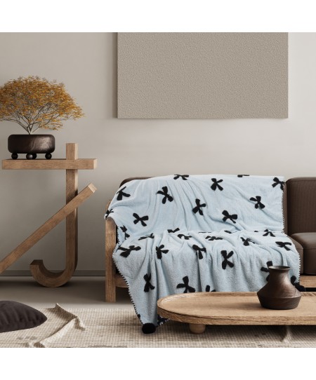 DAS HOME ΚΟΥΒΕΡΤΑ ΚΑΝΑΠΕ JACQUARD FLEECE 1380 LIGHT BLUE 130Χ170