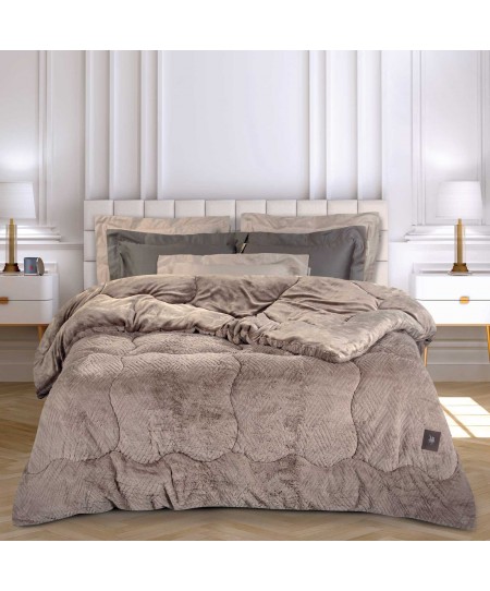 GREENWICH POLO CLUB ΚΟΥΒΕΡΤΟΠΑΠΛΩΜΑ RABBIT FAUX FUR KING ESSENTIAL 3953 TAUPE 240Χ250