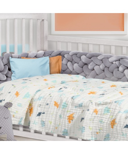 DAS BABY ΚΟΥΒΕΡΤΑ-ΜΟΥΣΕΛΙΝΑ 80X105 RELAX 6623 ΛΕΥΚΟ, ΜΠΛΕ, ΠΟΡΤΟΚΑΛΙ