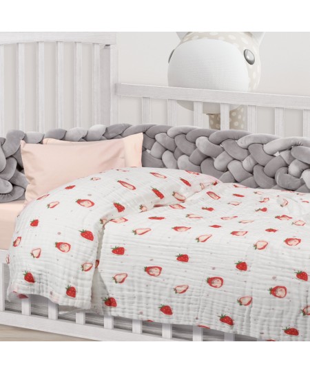 DAS BABY ΚΟΥΒΕΡΤΑ-ΜΟΥΣΕΛΙΝΑ 80X105 RELAX 6621 ΚΟΚΚΙΝΟ, ΛΕΥΚΟ