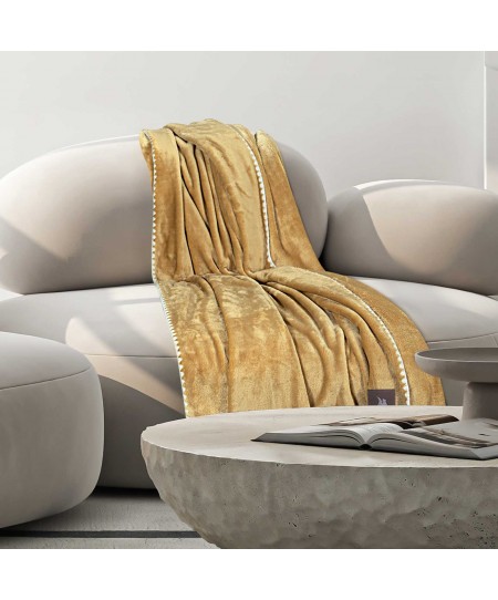 GREENWICH POLO CLUB ΚΟΥΒΕΡΤΑ ΚΑΝΑΠΕ FLEECE 130Χ170 ESSENTIAL 4441 OCHRE