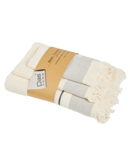 DAS HOME ΣΕΤ ΠΕΤΣΕΤΕΣ 3ΤΕΜΑΧΙΩΝ BEST 0840 IVORY