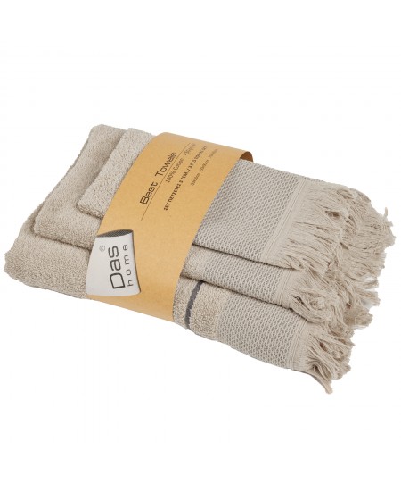 DAS HOME ΣΕΤ ΠΕΤΣΕΤΕΣ 3ΤΕΜΑΧΙΩΝ BEST 0842 TAUPE