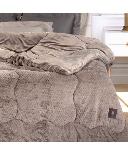 GREENWICH POLO CLUB ΚΟΥΒΕΡΤΟΠΑΠΛΩΜΑ RABBIT FAUX FUR KING ESSENTIAL 3953 TAUPE 240Χ250