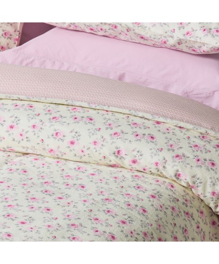 DAS HOME ΣΕΤ ΣΕΝΤΟΝΙΑ ΜΟΝΑ HAPPY FLANNEL 9700 ECRU, PINK 170Χ260