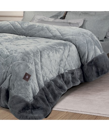 GREENWICH POLO CLUB ΚΟΥΒΕΡΤΟΠΑΠΛΩΜΑ RABBIT FAUX FUR PREMIUM 4460 GREY 240Χ250