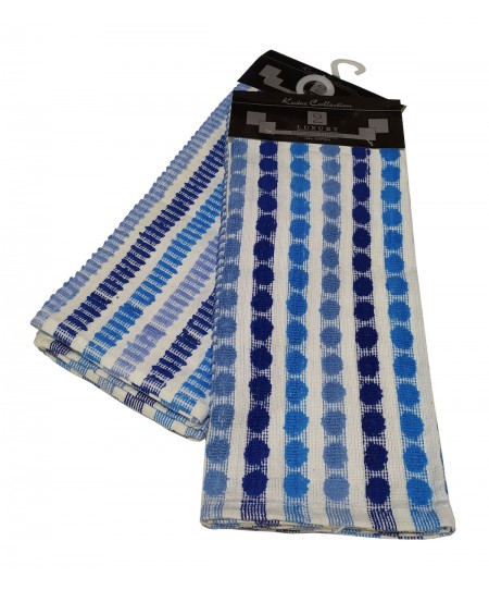 Σετ Ποτηρόπανα 2τεμ.ΚΟΜΒΟΣ πετσετέ LUXURY 100% Cotton 45x65 Blue