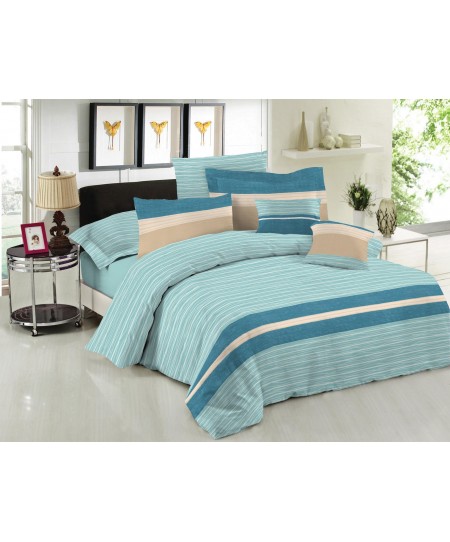 Σετ Σεντόνια Le Blanc Premium Cotton 100% Brooklyn Aqua Υπέρδιπλα με λάστιχο (160x200+33)