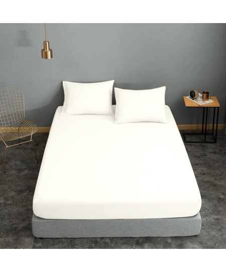 Σεντόνι ΚΟΜΒΟΣ Cotton Line Μονόχρωμο White Μονό με λάστιχο 100x200+22