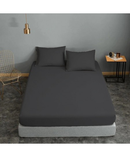 Σεντόνι ΚΟΜΒΟΣ Cotton Line Μονόχρωμο Anthraces Διπλό με λάστιχο 150x200+22