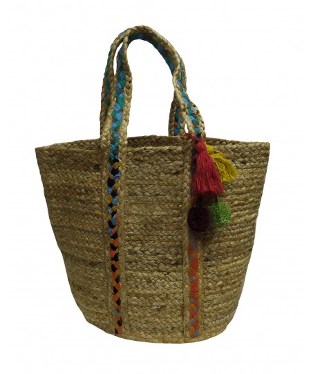 Τσάντα Θαλάσσης ΚΟΜΒΟΣ 50% Γιούτα - 50% Βαμβάκι Natural 40x50 - Design 2