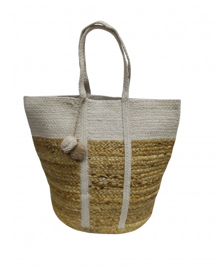 Τσάντα Θαλάσσης ΚΟΜΒΟΣ 100% Γιούτα Natural - Off White 40x50 - Design 10