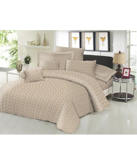 Σεντόνι ΚΟΜΒΟΣ Cotton Line NEW Printed Fern Beige Διπλό με λάστιχο 150x200+22