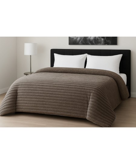 Κουβερτοπάπλωμα Le Blanc Flannel Comfort Μονό 160Χ220 700gsm RIB Moka