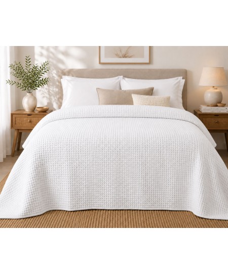 Κουβέρτα Πικέ Le Blanc Sanforized New Cotton Rich Μονή 170x250 White