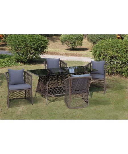 IPANEMA Τραπεζαρία Αλουμινίου Με Κορδόνι Σετ 5 Τεμαχίων 160 x 90cm