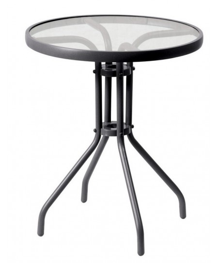 Στρογγυλό Μεταλλικό Τραπέζι  Με Τζάμι 70 x 75(h)cm
