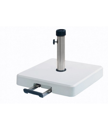 Λευκή Τσιμεντένια Βάση Ομπρέλας 36Kgr , Με Λαβή Και Ρόδες