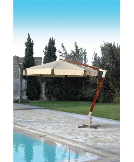 Γωνιακή Στρογγυλή Ομπρέλα 300cm ,Με Ξύλινο Κορμό