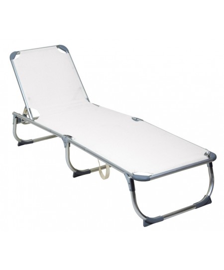 Λευκή Πτυσσόμενη Ξαπλώστρα Παραλίας 187 x 58 x 30(h)cm