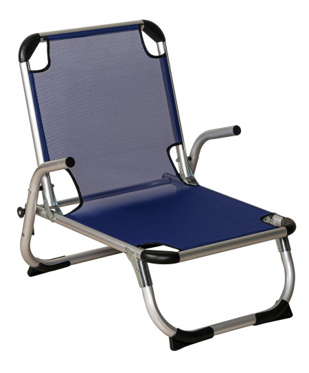 Μπλέ Πτυσσόμενο Καρεκλάκι Παραλίας Με Ψηλή Πλάτη Και Αλουμίνιο Σκελετό 69(w) x 56(d) x 24/66(h)cm