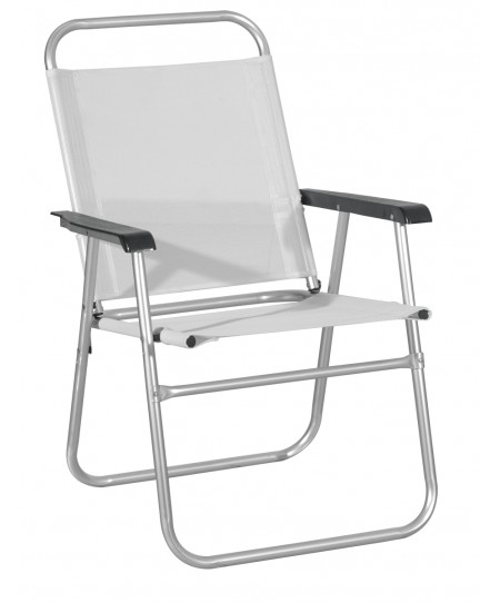 Λευκό Πτυσσόμενο Καρεκλάκι Παραλίας Με Αλουμίνιο Σκελετό , 57(w) x 54(d) x 33/85(h)cm