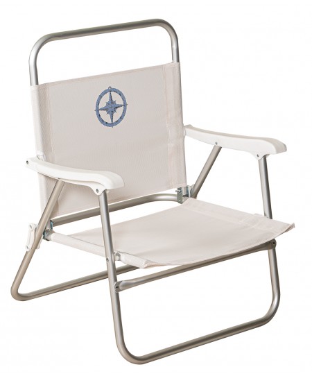 Λευκή Πτυσσόμενo Καρεκλάκι Παραλίας Με Αλουμίνιο Σκελετό Και Διάτρητο Ύφασμα 1 x 1 , 60 x 63 x 27/80(h)cm