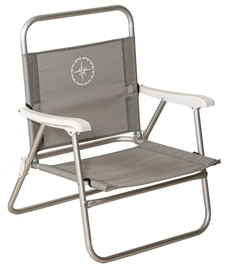 Γκρί Πτυσσόμενο Καρεκλάκι Παραλίας Με Αλουμίνιο Σκελετό Και Διάτρητο Ύφασμα 1 x 1 , 60 x 63 x 27/80(h)cm